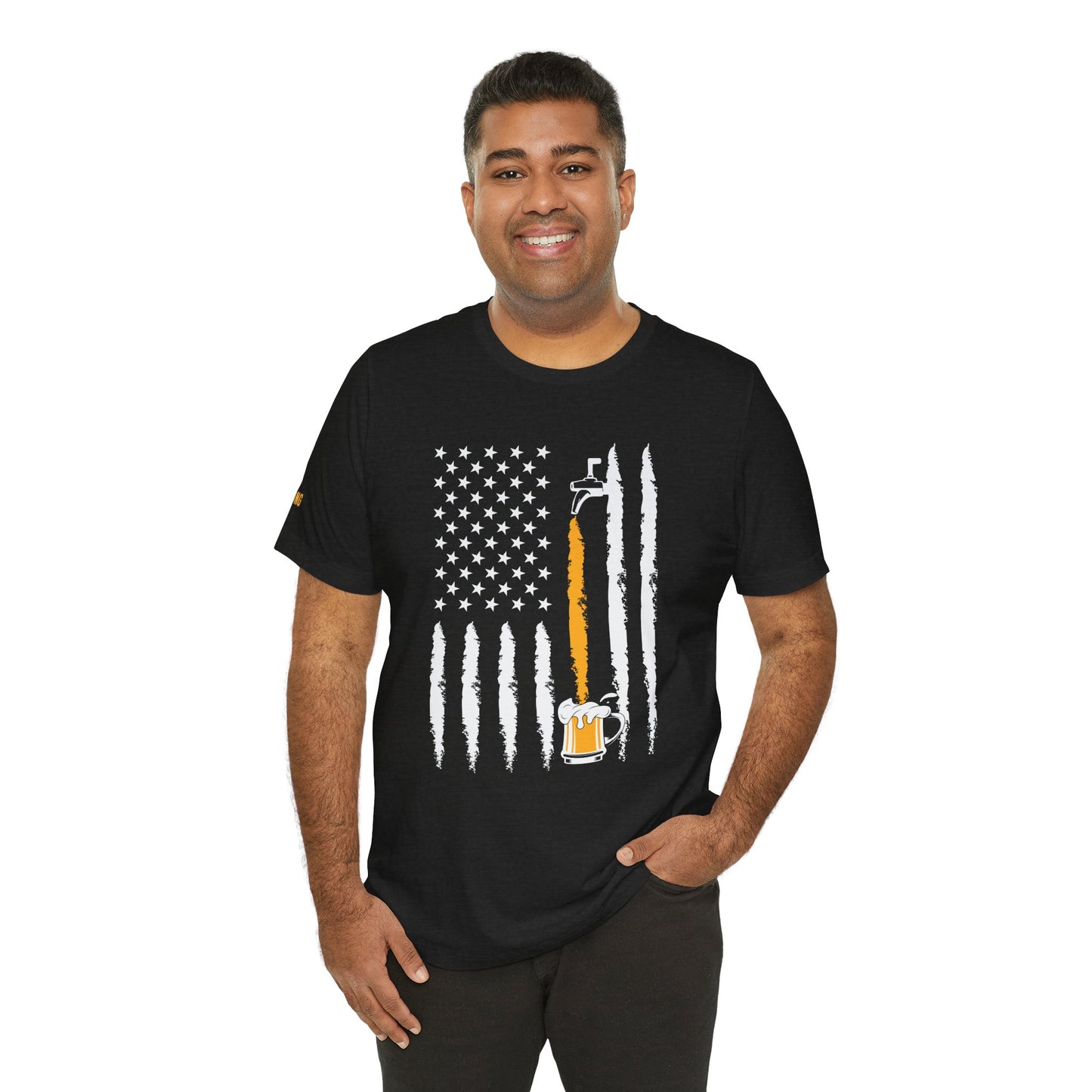 Freedom on Tap – American Flag Beer Pour Tee