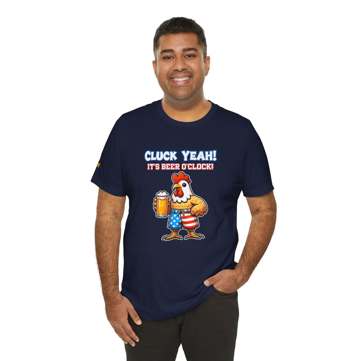 Cluck Yeah! It’s Beer O’Clock – Funny 4th of July Chicken Drinking Beer T-Shirt