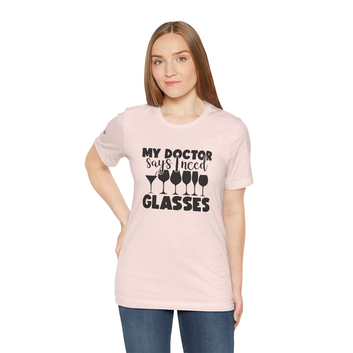 A clever wine lover’s t-shirt featuring playful text about being a doctor of fine wine.
