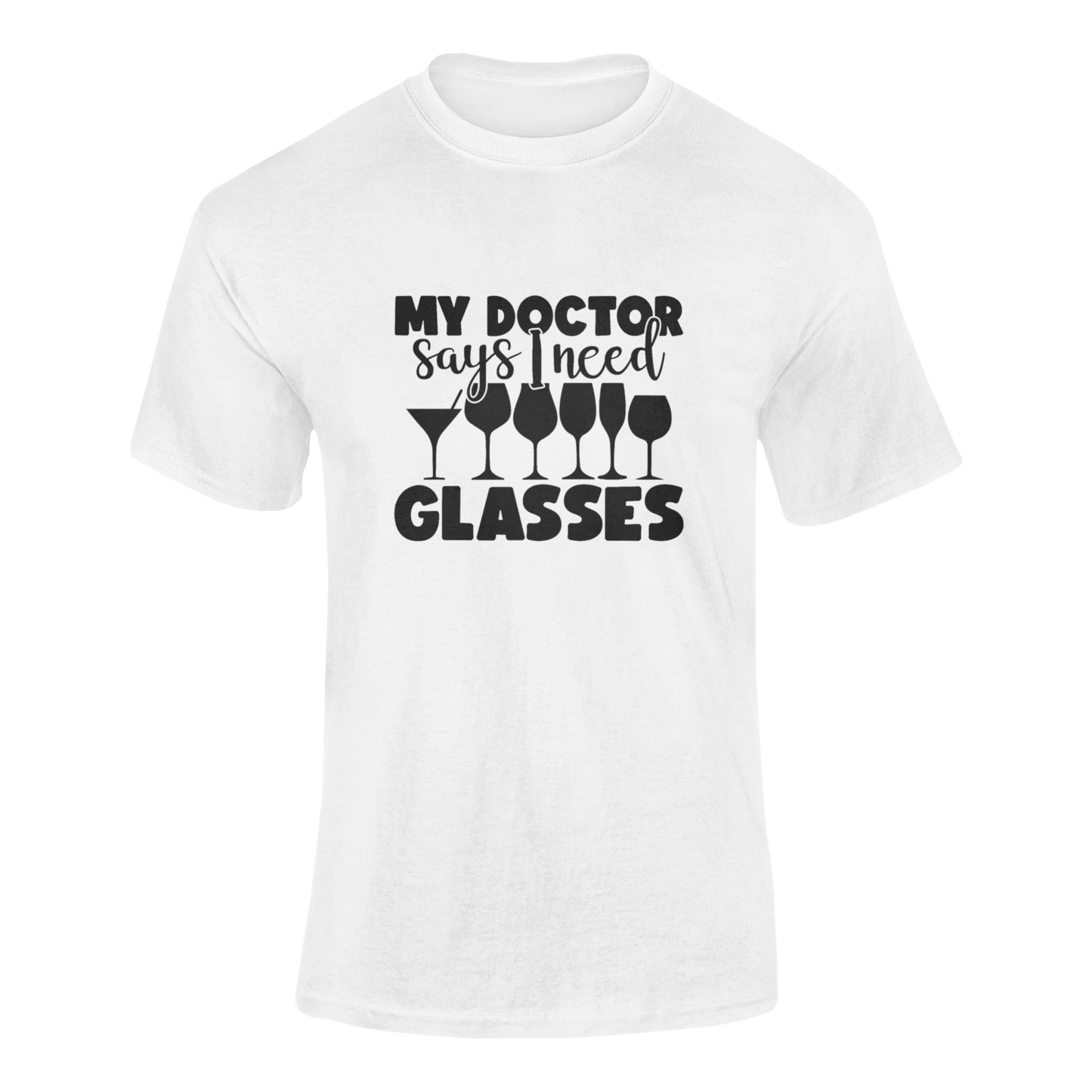 A clever wine lover’s t-shirt featuring playful text about being a doctor of fine wine.