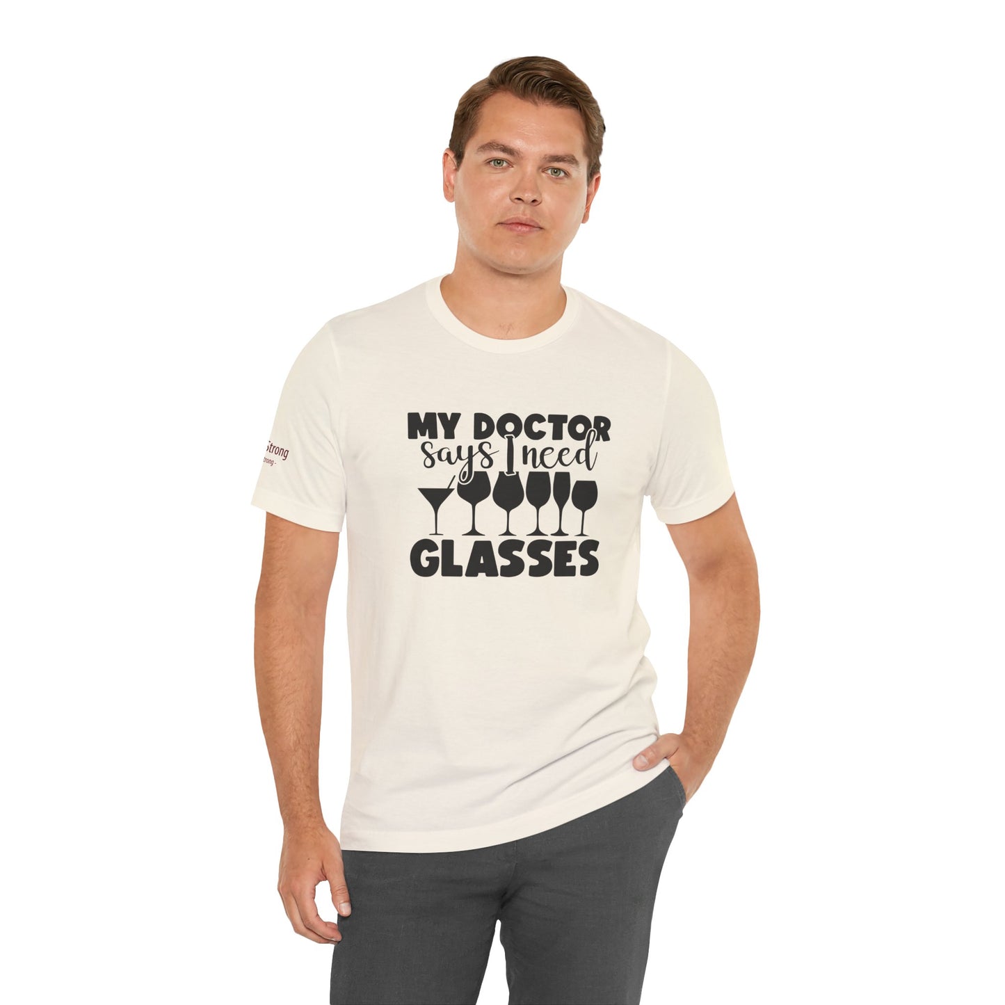 A clever wine lover’s t-shirt featuring playful text about being a doctor of fine wine.