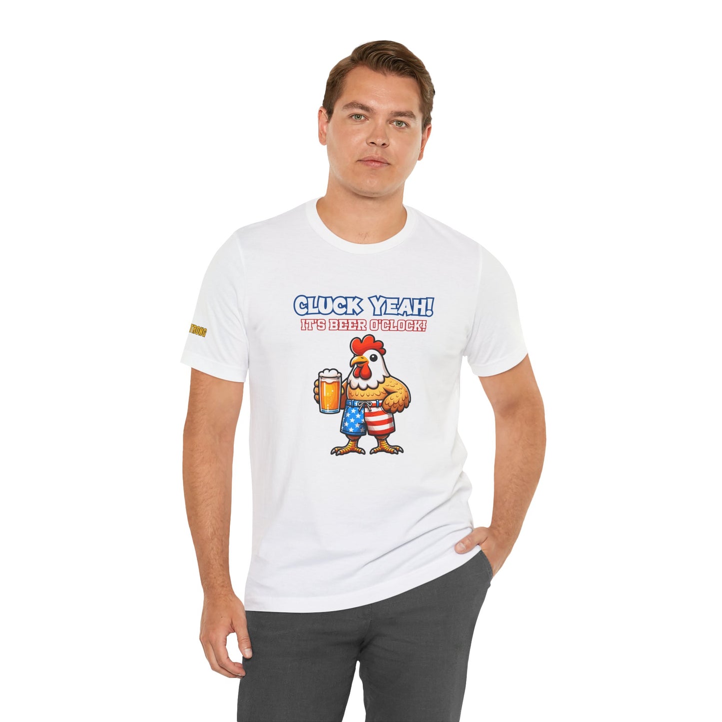 Cluck Yeah! It’s Beer O’Clock – Funny 4th of July Chicken Drinking Beer T-Shirt
