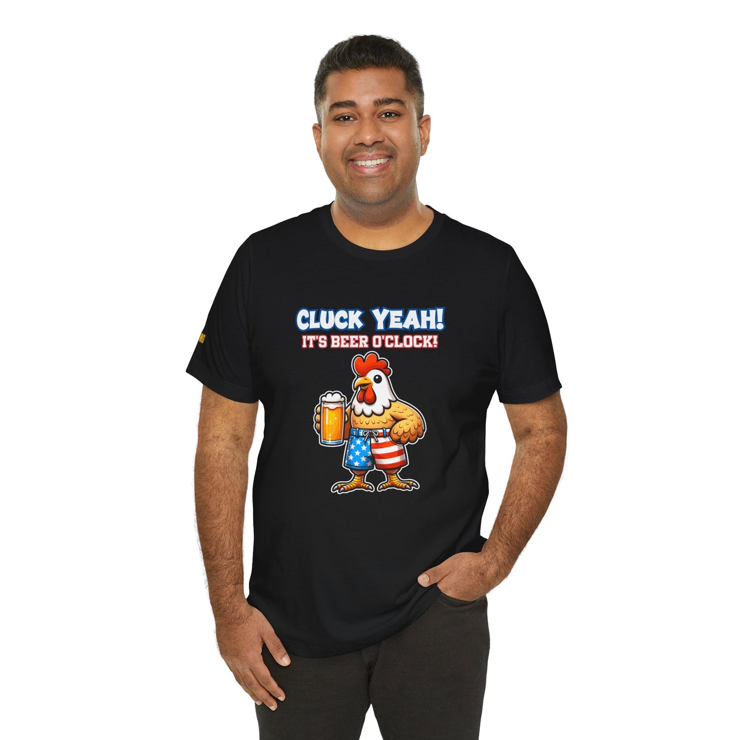 Cluck Yeah! It’s Beer O’Clock – Funny 4th of July Chicken Drinking Beer T-Shirt