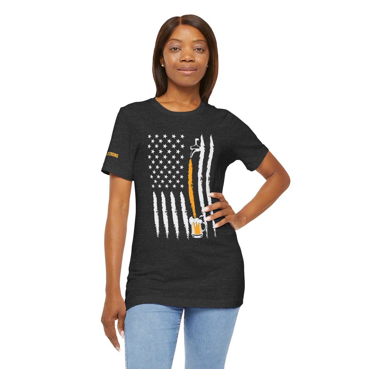 Freedom on Tap – American Flag Beer Pour Tee