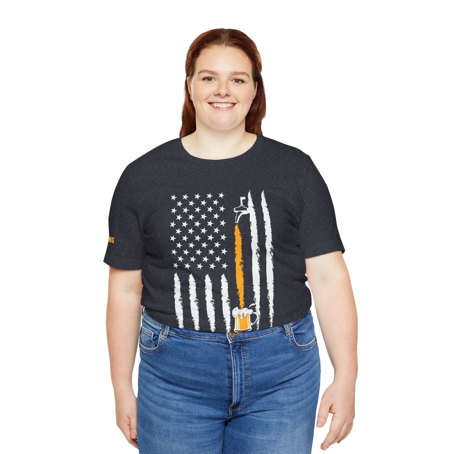 Freedom on Tap – American Flag Beer Pour Tee