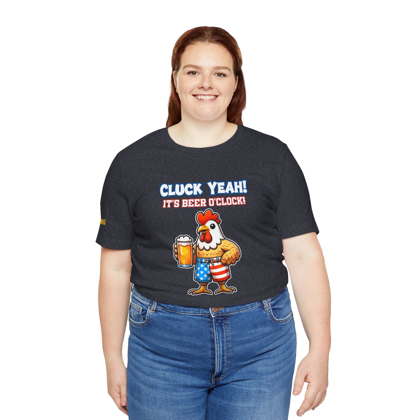 Cluck Yeah! It’s Beer O’Clock – Funny 4th of July Chicken Drinking Beer T-Shirt