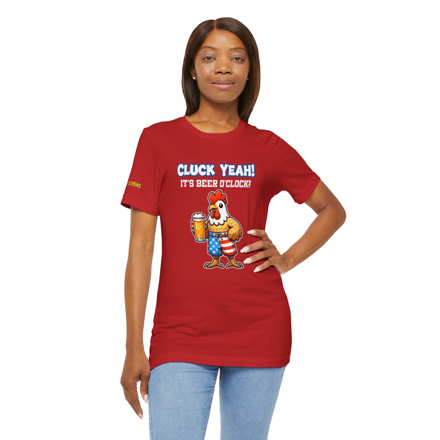 Cluck Yeah! It’s Beer O’Clock – Funny 4th of July Chicken Drinking Beer T-Shirt