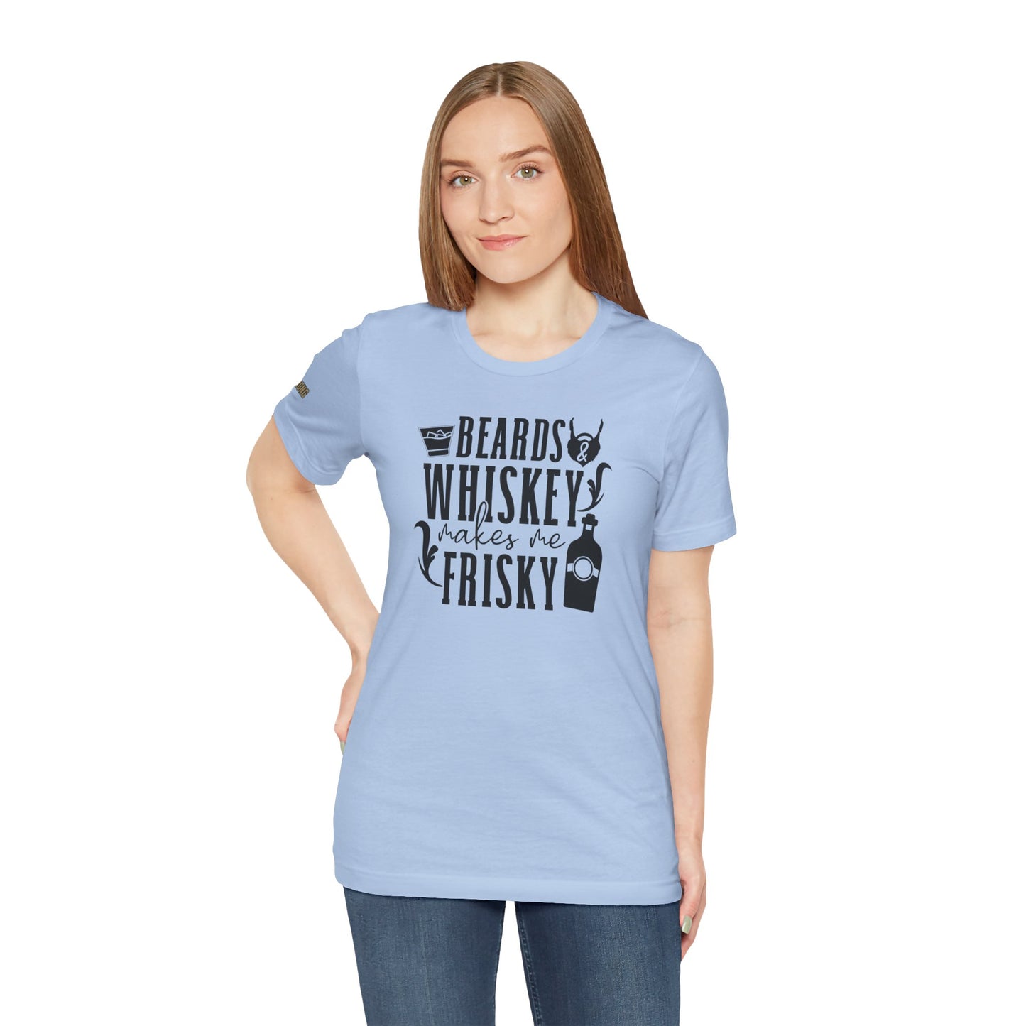 Beards and Whiskey Makes Me Frisky Funny Drinking T-Shirt