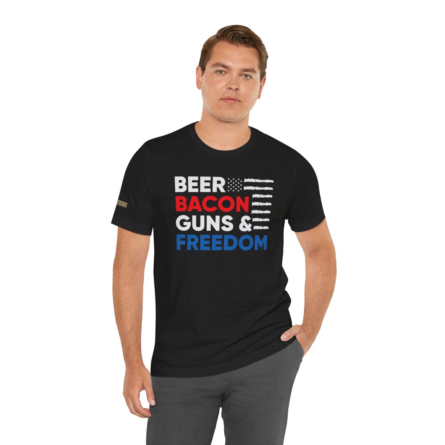 Beer Bacon Guns & Freedom T-Shirt – Funny 4th of July Patriotic Tee