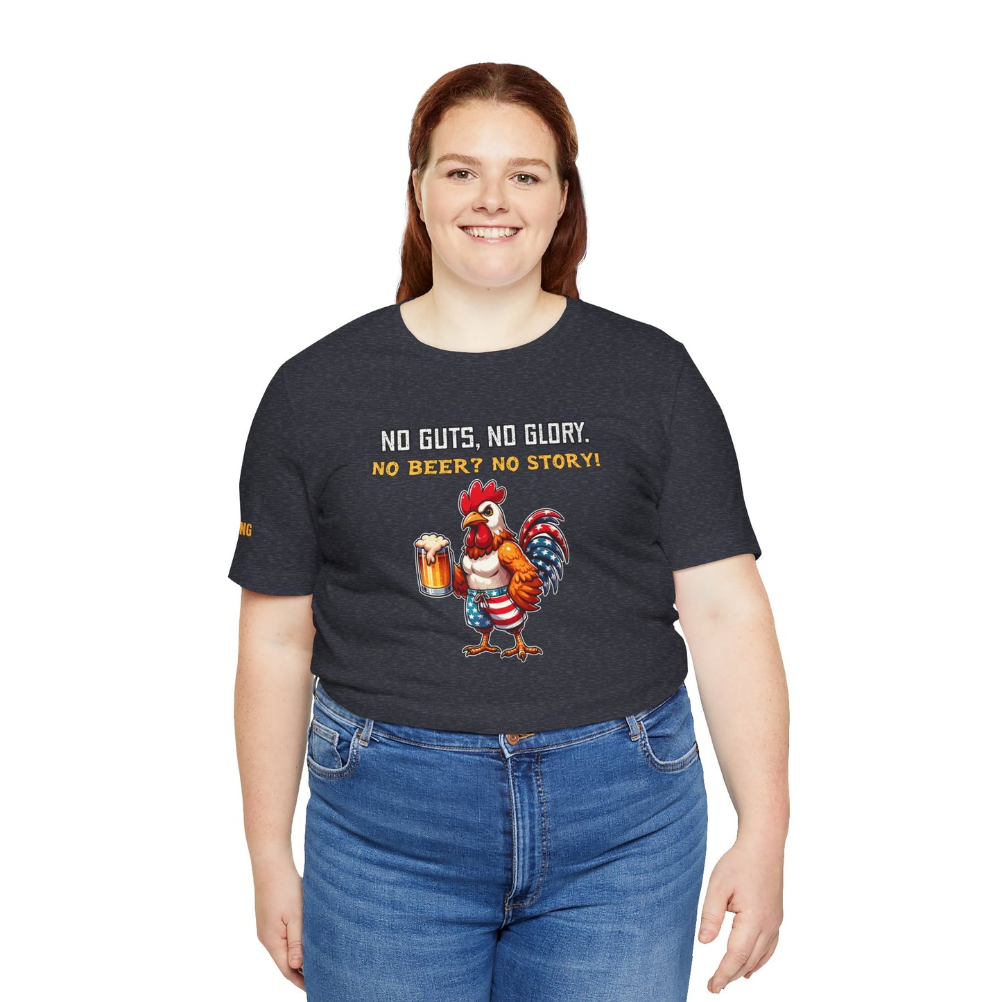 No Guts, No Glory. No Beer? No Story! – Patriotic Rooster Tee
