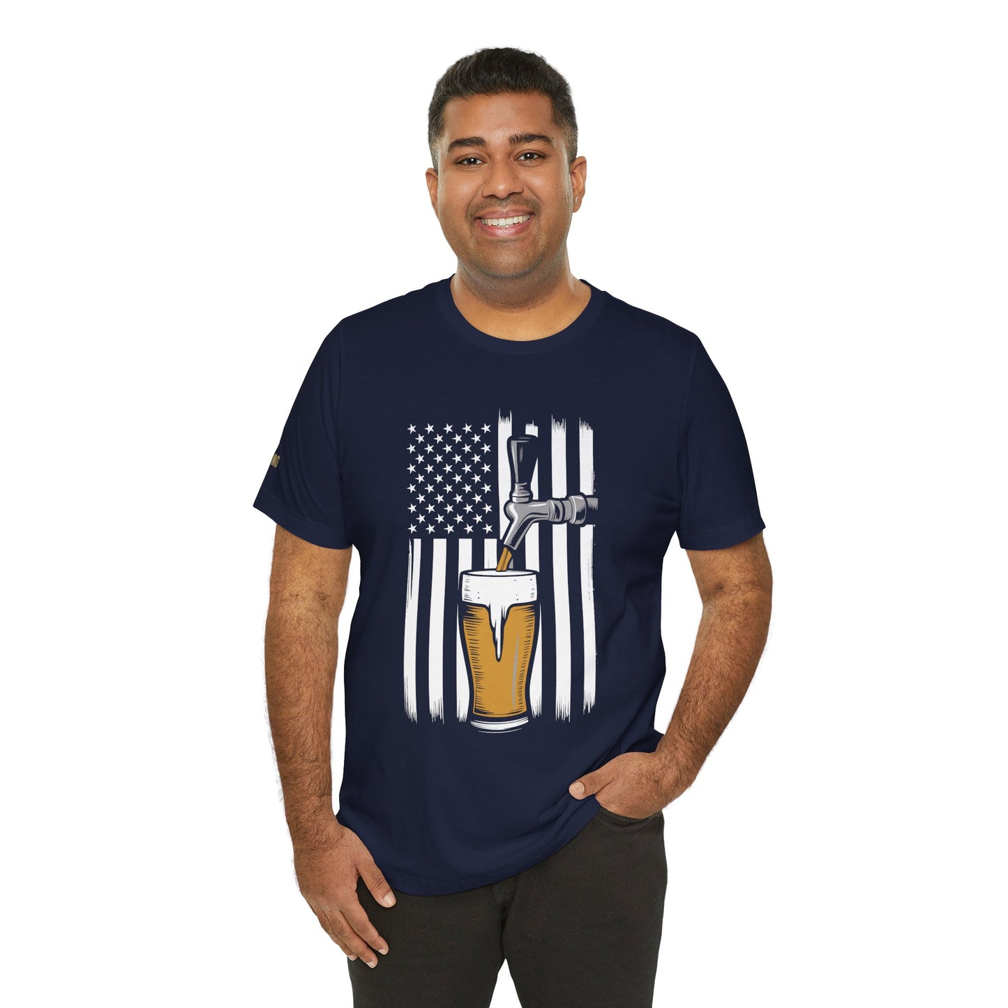 Taps, Stripes & Freedom – American Flag Beer Pour Tee