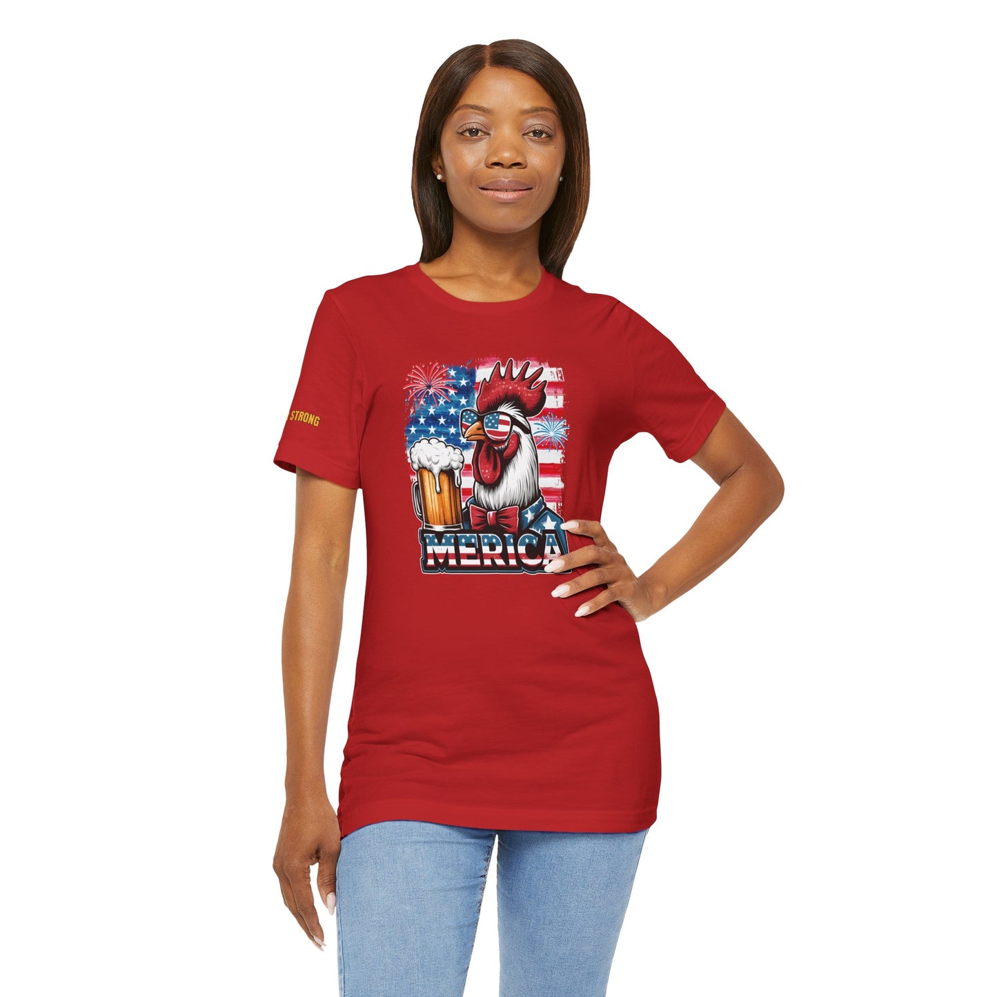 ‘Merica Brewster | Funny Patriotic Beer & Rooster T-Shirt
