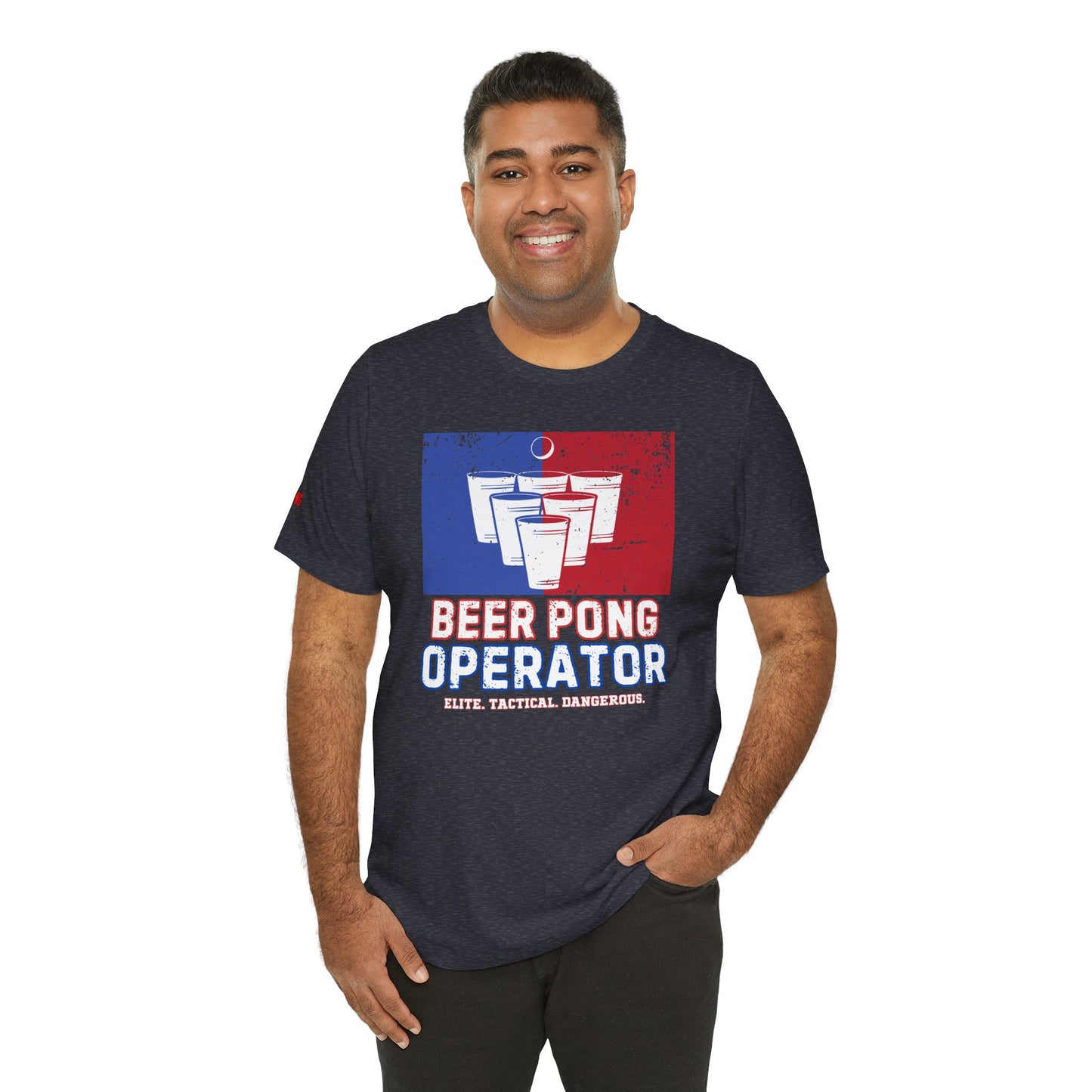 Beer Pong Operator – Elite. Tactical. Dangerous. Tee