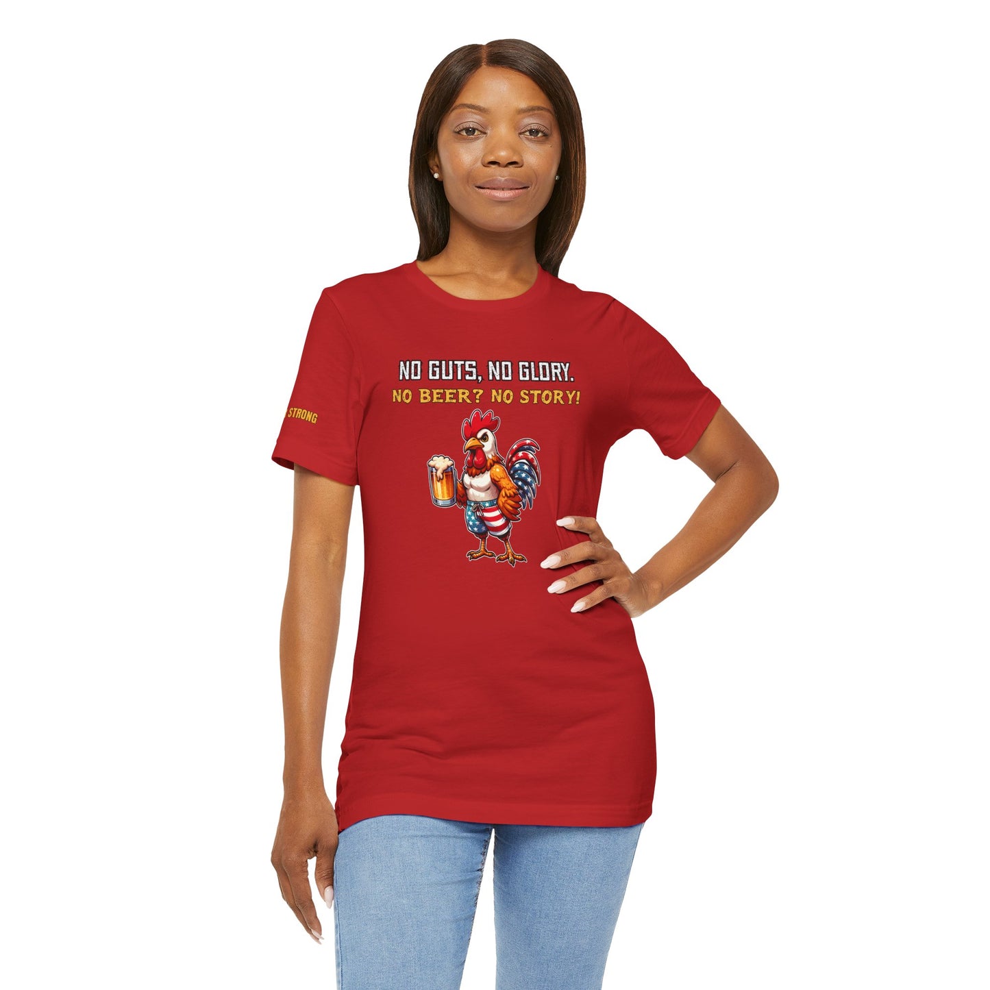 No Guts, No Glory. No Beer? No Story! – Patriotic Rooster Tee