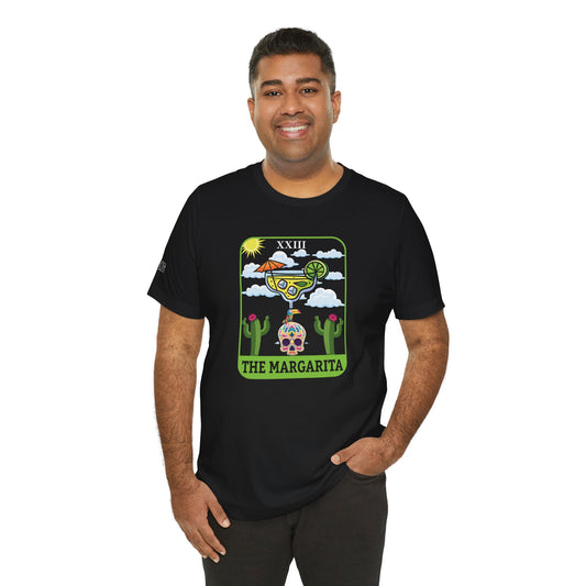 Model wearing The Margarita t-shirt, available in multiple colors and plus sizes.