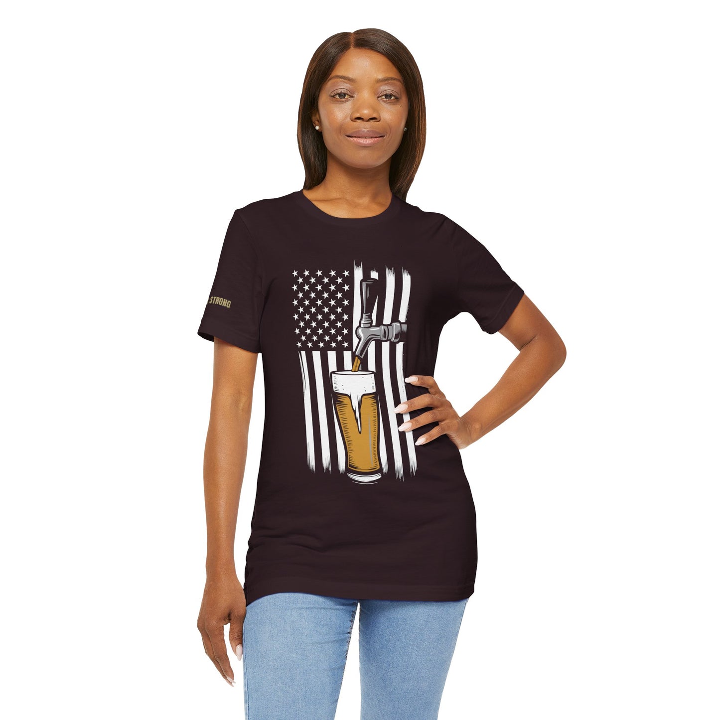 Taps, Stripes & Freedom – American Flag Beer Pour Tee