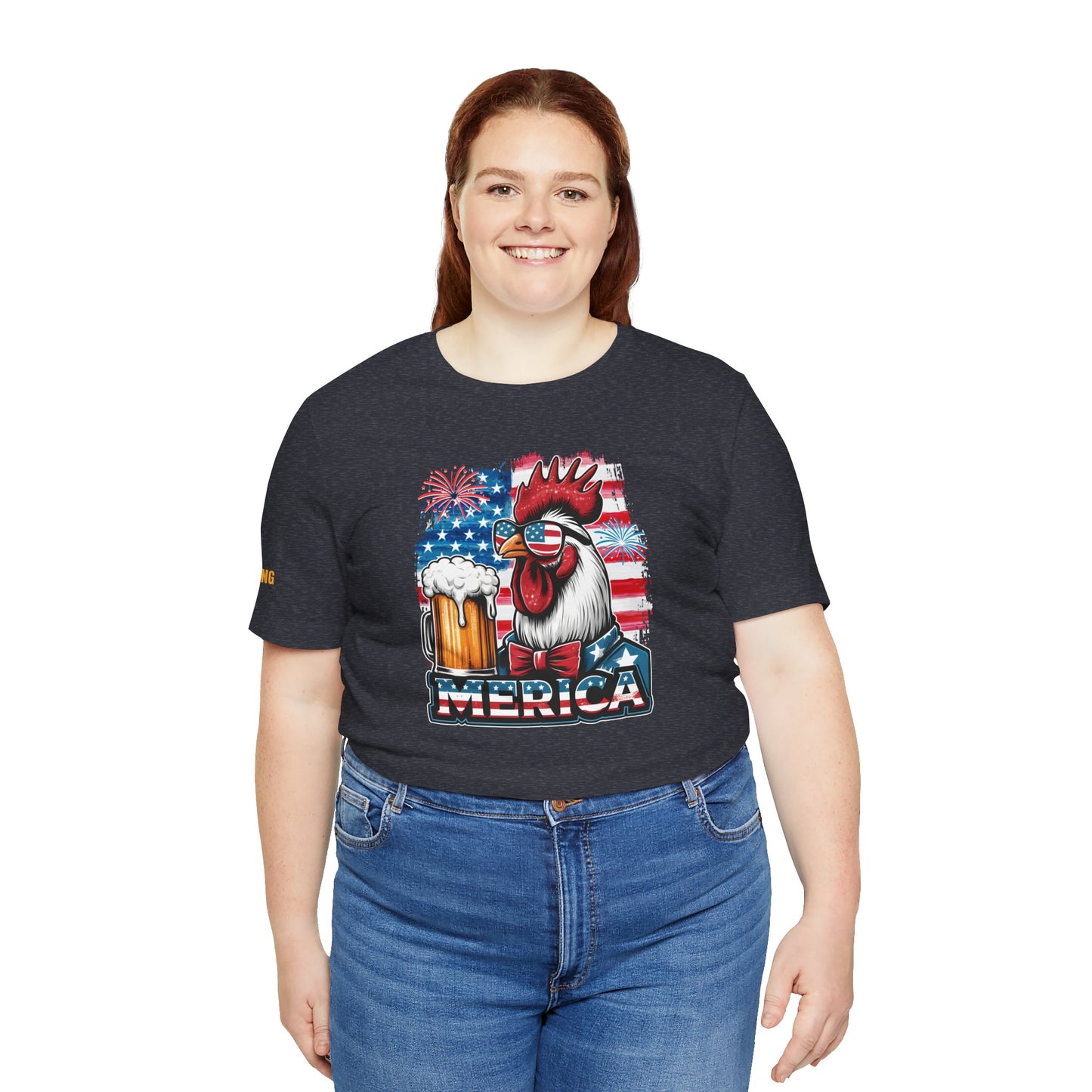 ‘Merica Brewster | Funny Patriotic Beer & Rooster T-Shirt