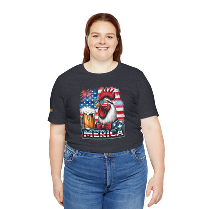 ‘Merica Brewster | Funny Patriotic Beer & Rooster T-Shirt