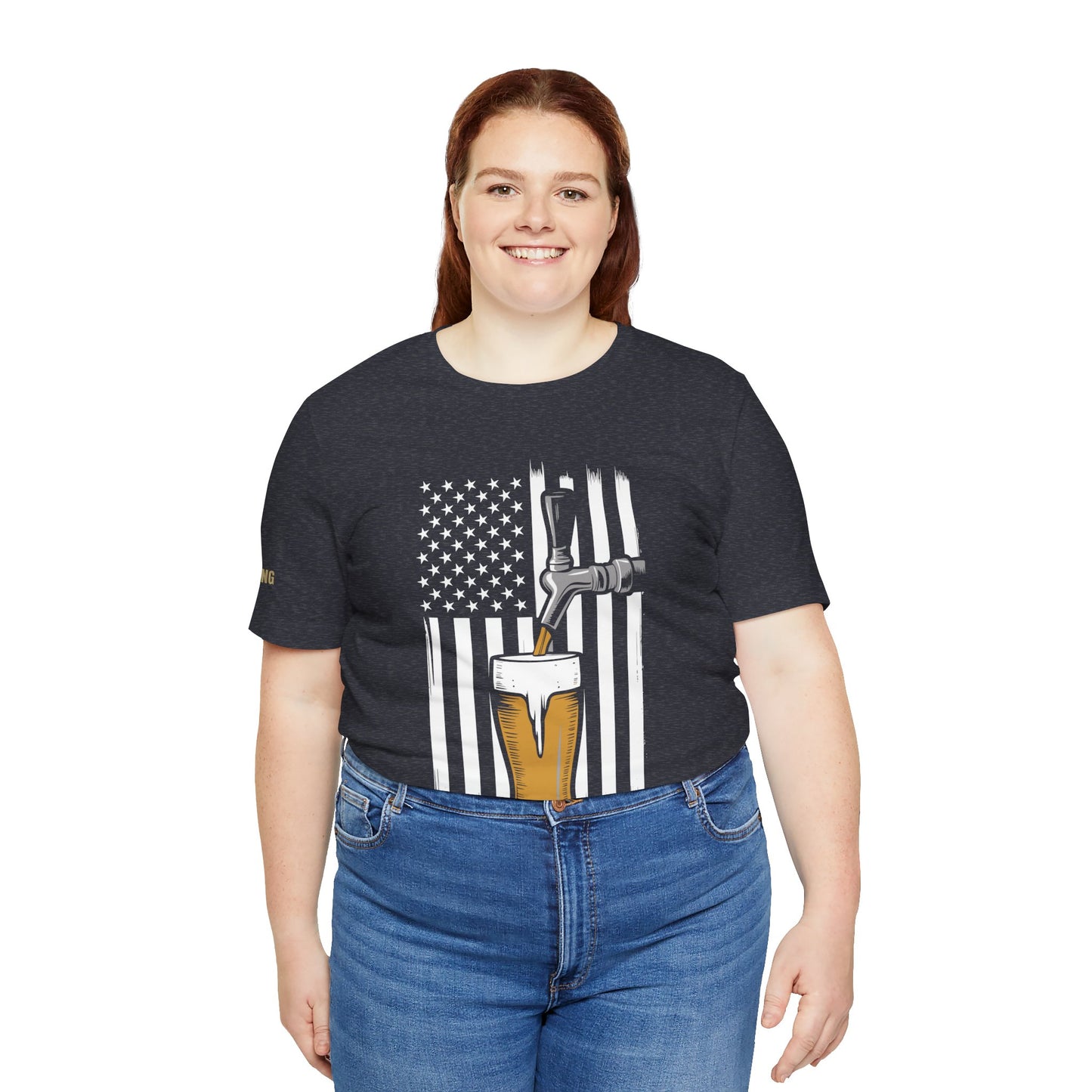 Taps, Stripes & Freedom – American Flag Beer Pour Tee