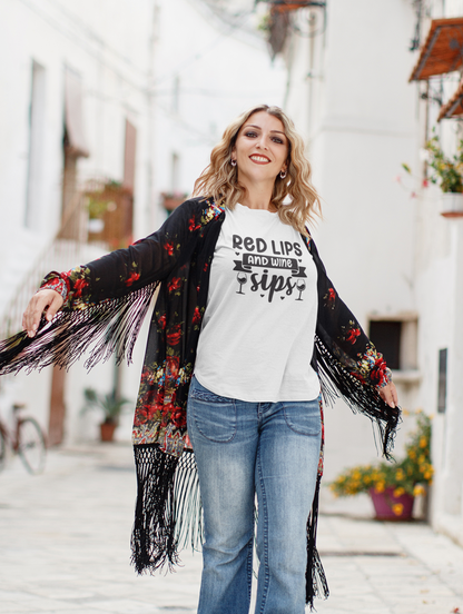 Red Lips and Wine Sips T-Shirt