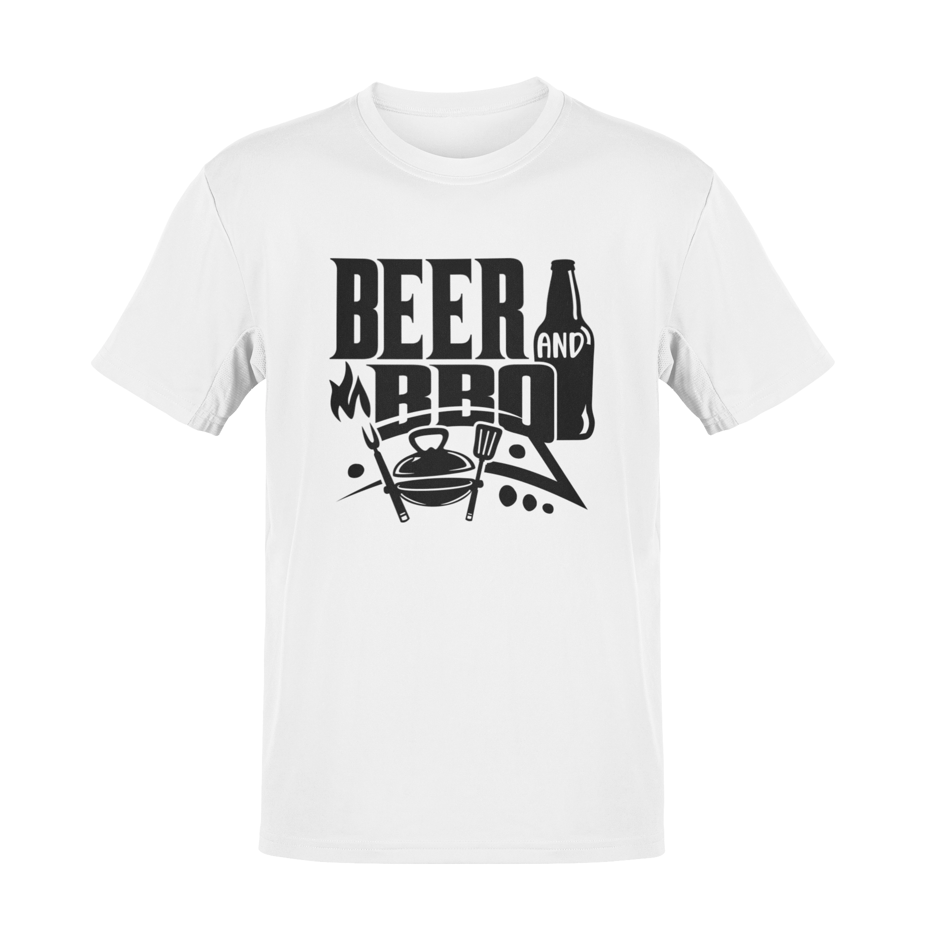 Beer and BBQ-themed t-shirt design for summer cookouts, featuring a classic grilling and beer lovers’ motif.