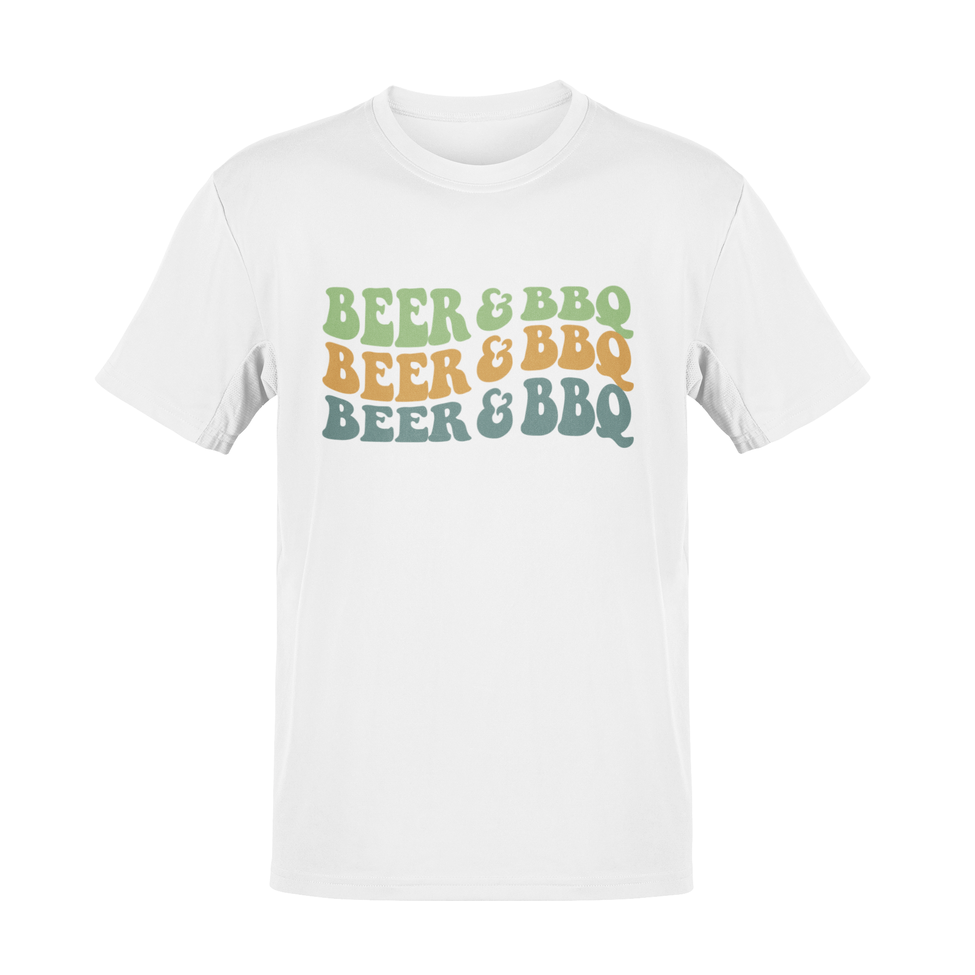 Beer & BBQ t-shirt featuring a bold, vintage-style text design celebrating cookouts, grilling, and beer.