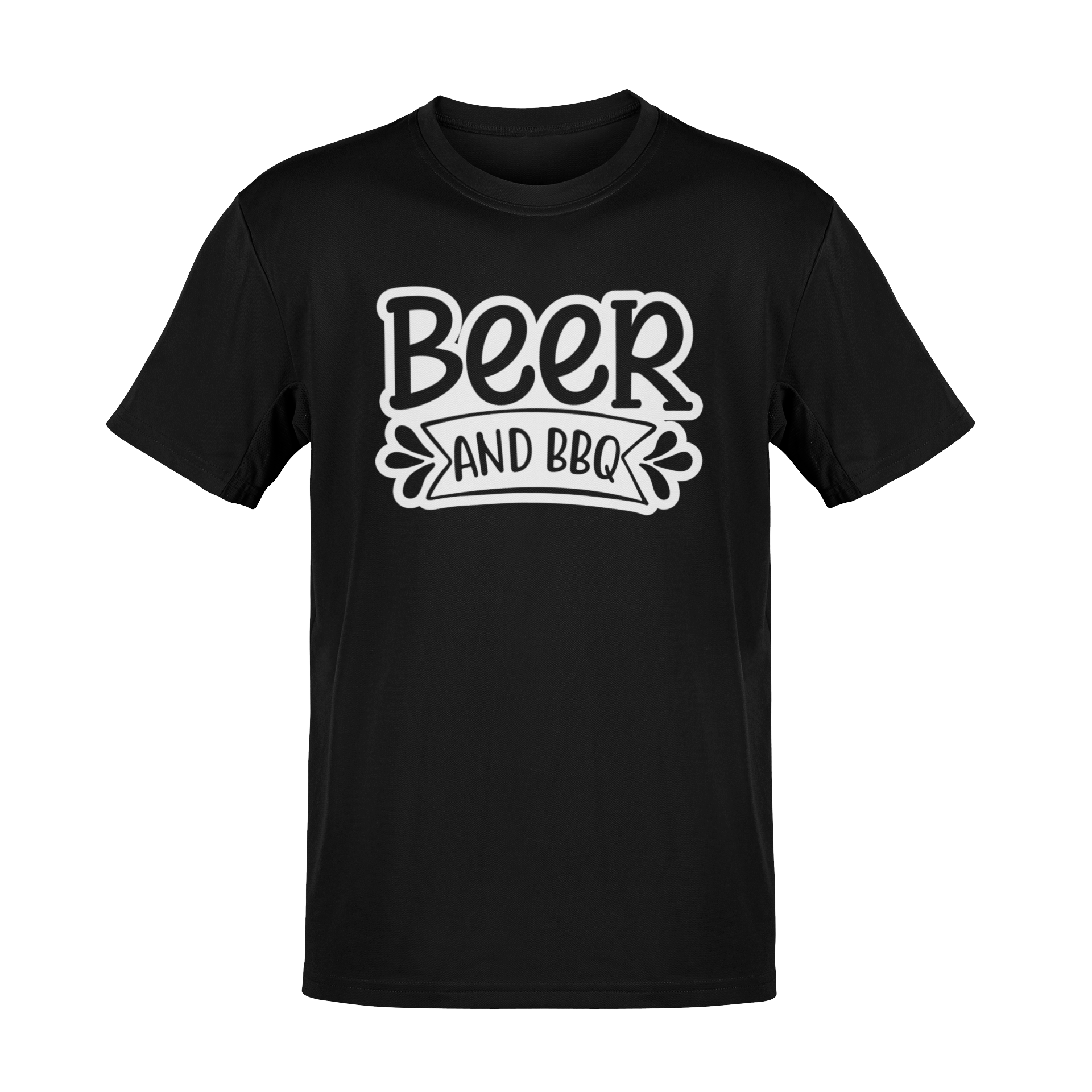 T-shirt with bold text reading "Beer and BBQ" in a vintage-style design, perfect for beer drinkers, grill masters, and BBQ lovers.
