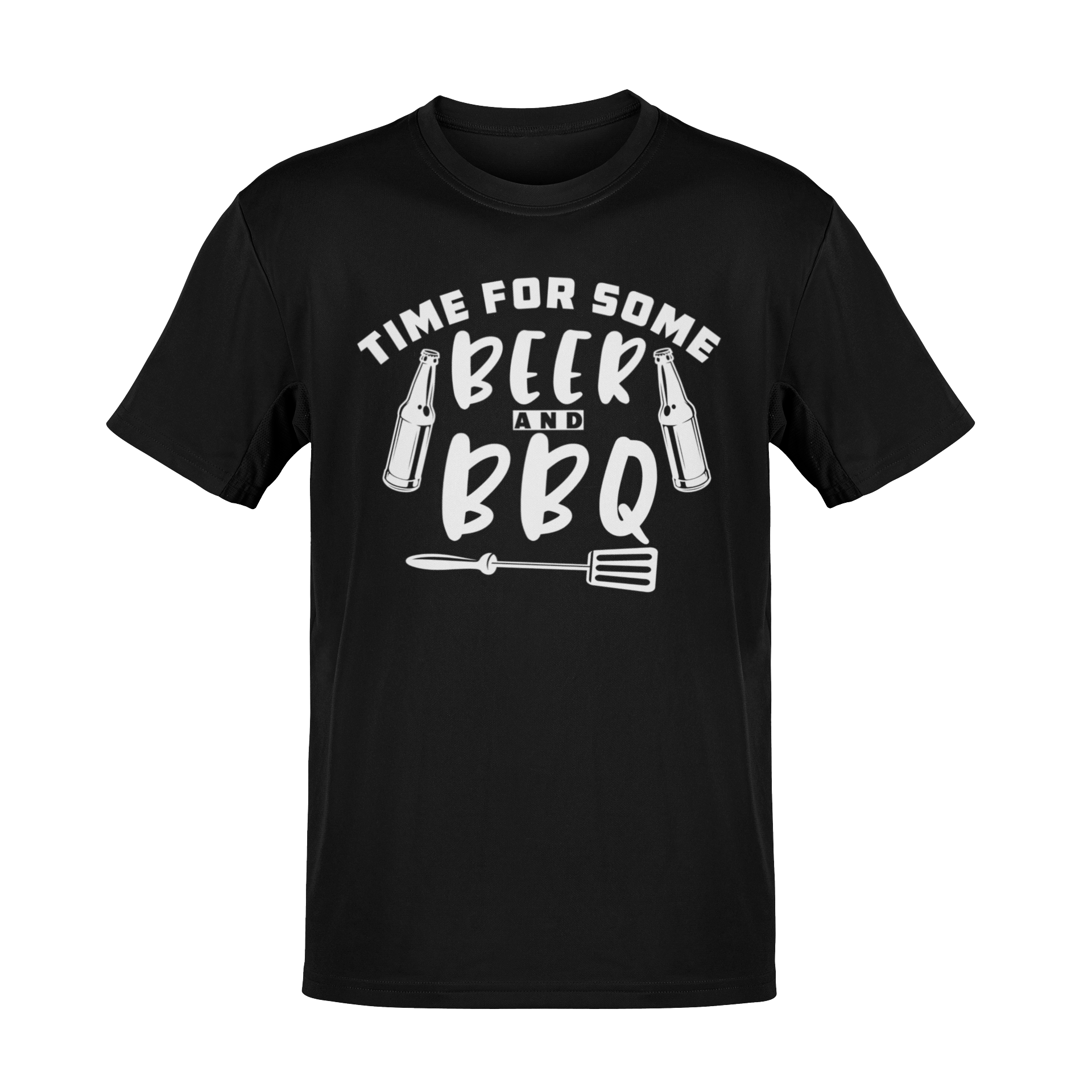 T-shirt featuring "Time for Some Beer & BBQ" design, perfect for backyard grillers, beer lovers, and barbecue enthusiasts.