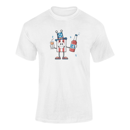 Celebrate 4th of July in style with this funny patriotic drinking t-shirt—perfect for beer lovers, wine drinkers, and freedom enthusiasts!