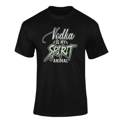 A funny vodka t-shirt featuring a bold, playful "Vodka Is My Spirit Animal" design—perfect for cocktail lovers and party people.