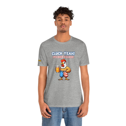 Cluck Yeah! It’s Beer O’Clock – Funny 4th of July Chicken Drinking Beer T-Shirt