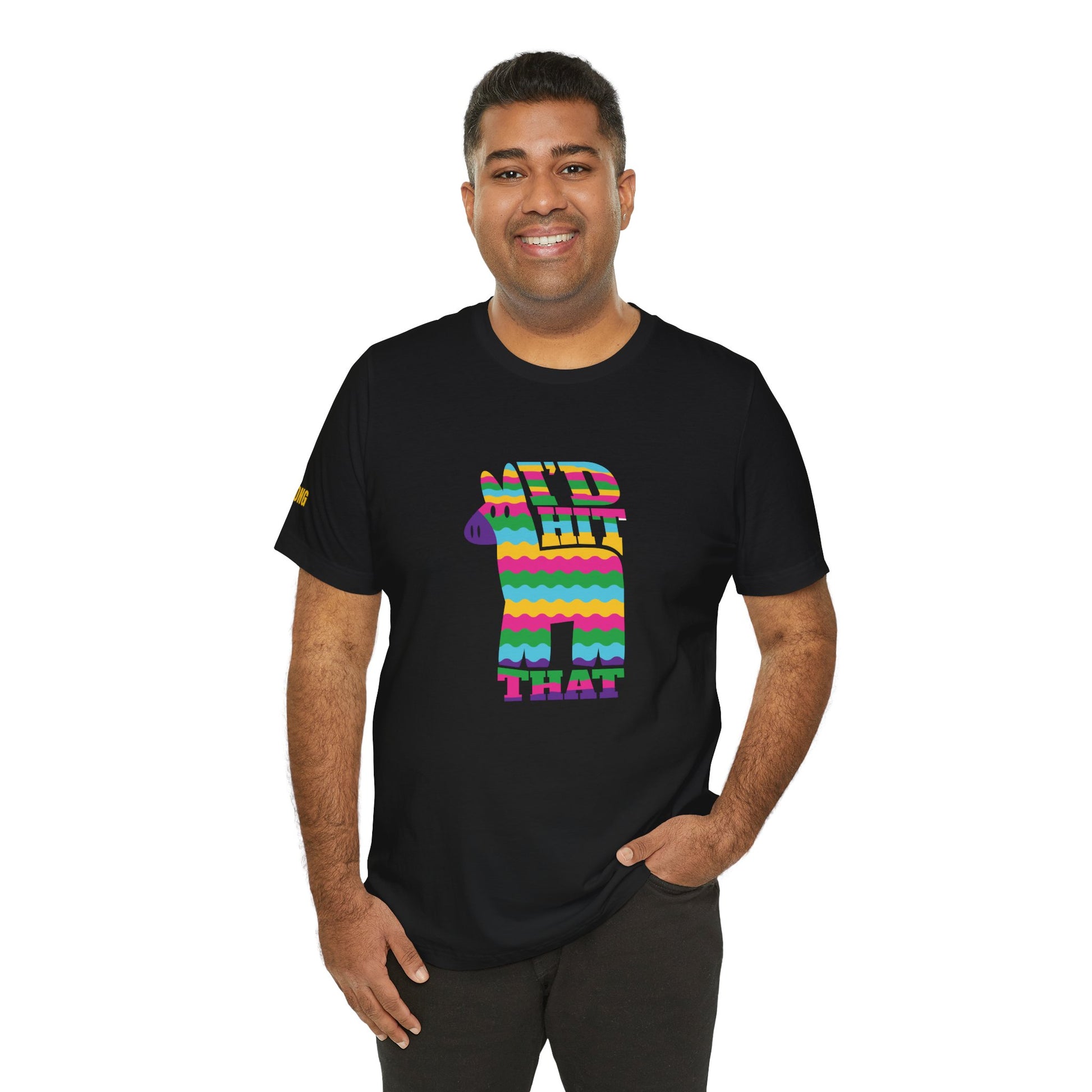 Cinco de Mayo party t-shirt featuring a festive piñata and bold text. Available in multiple colors and plus sizes.