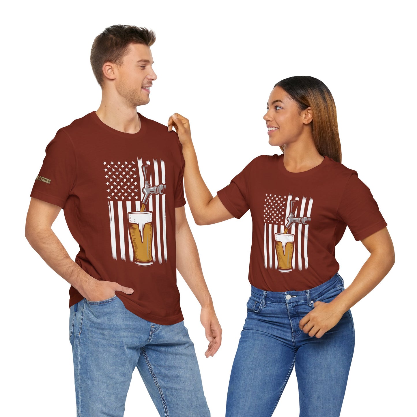 Taps, Stripes & Freedom – American Flag Beer Pour Tee