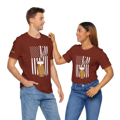 Taps, Stripes & Freedom – American Flag Beer Pour Tee