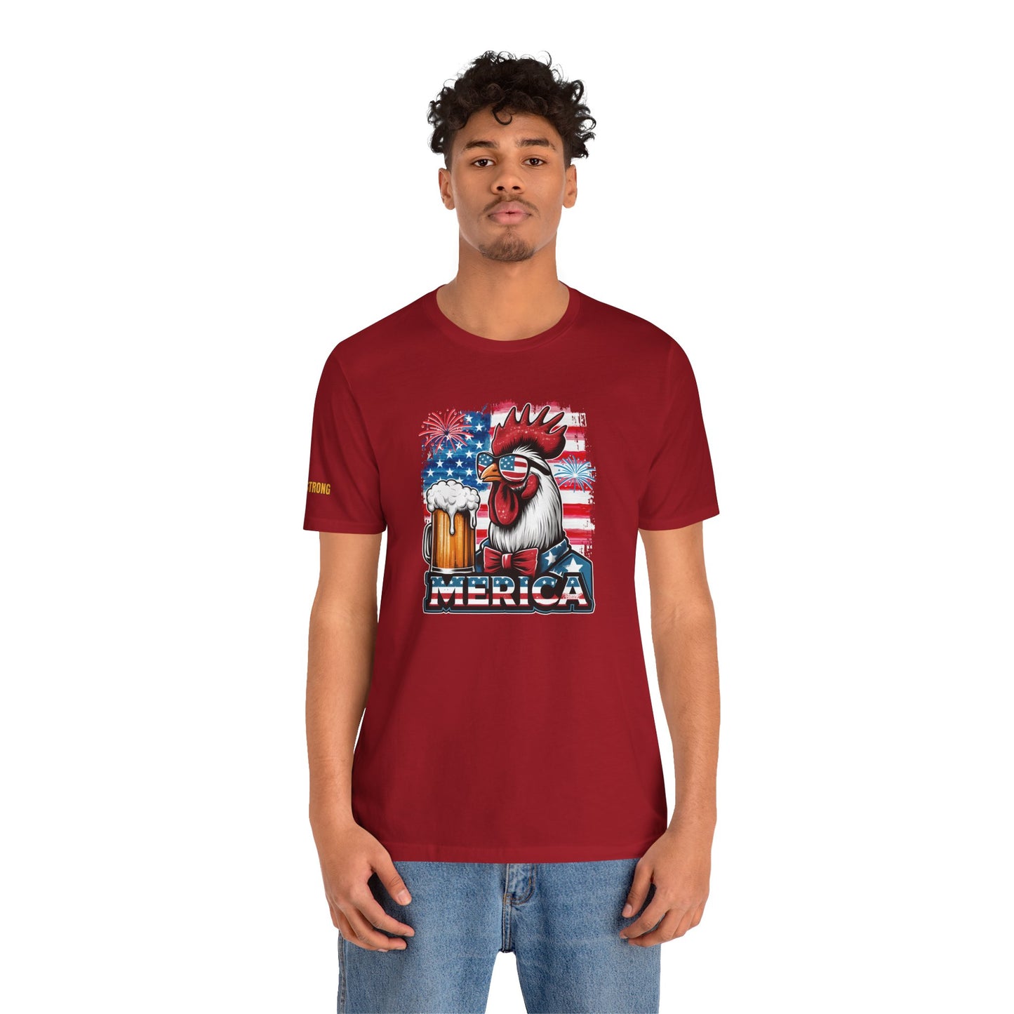 ‘Merica Brewster | Funny Patriotic Beer & Rooster T-Shirt