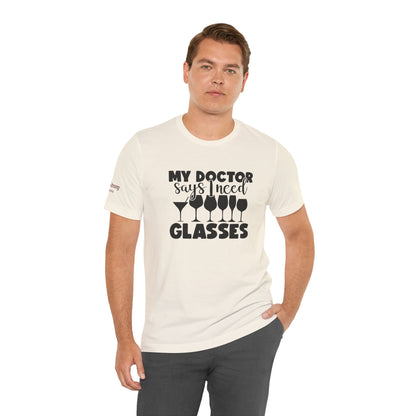 A clever wine lover’s t-shirt featuring playful text about being a doctor of fine wine.