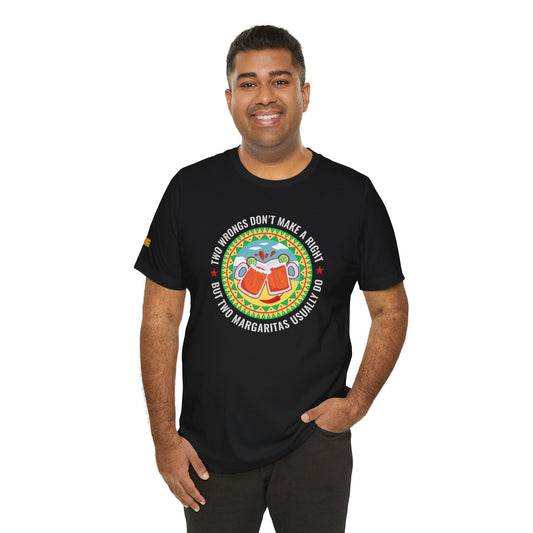 Model wearing Two Margaritas Make It Right t-shirt, available in multiple colors and plus sizes.