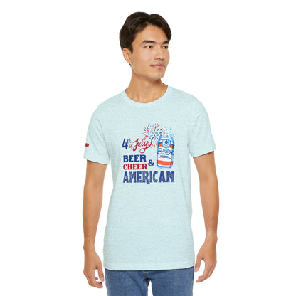 4th of July Beer & Cheer T-Shirt – Patriotic American Drinking Tee