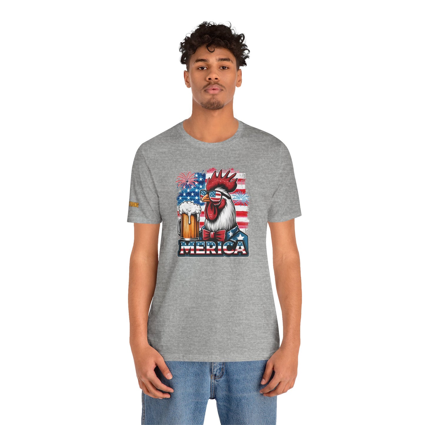 ‘Merica Brewster | Funny Patriotic Beer & Rooster T-Shirt