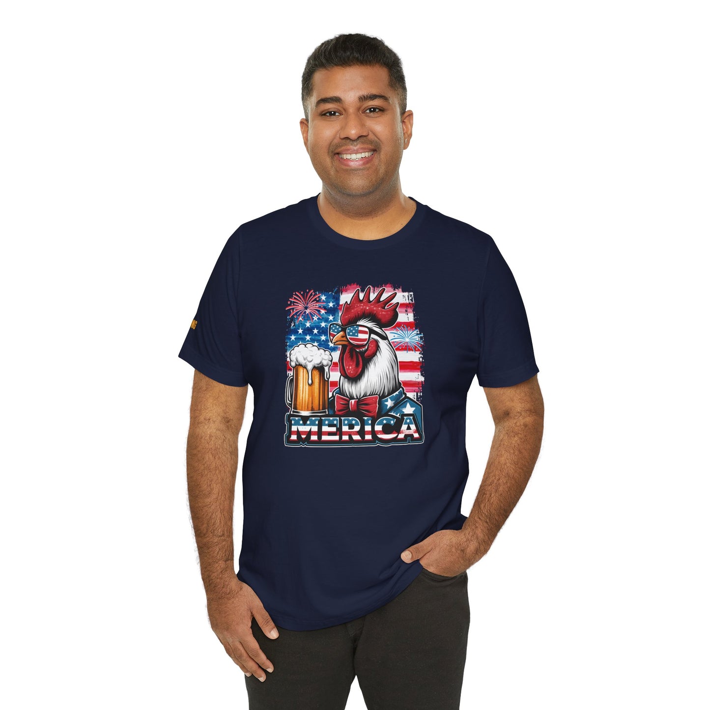 ‘Merica Brewster | Funny Patriotic Beer & Rooster T-Shirt