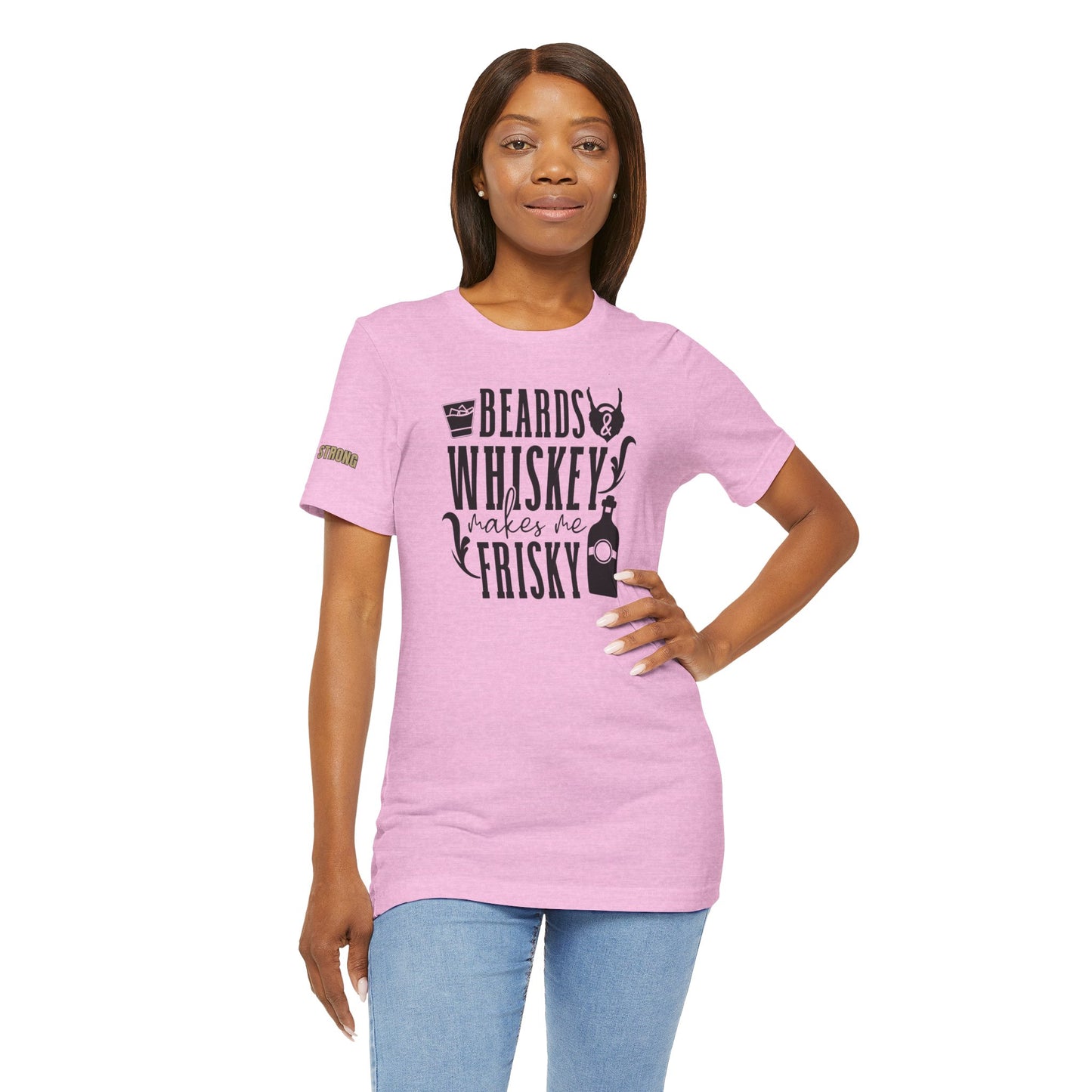 Beards and Whiskey Makes Me Frisky Funny Drinking T-Shirt