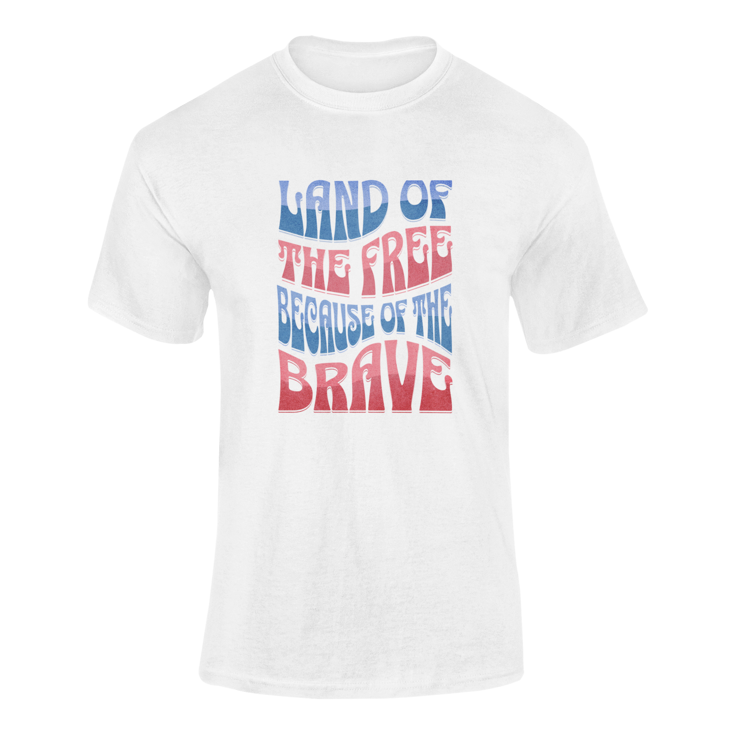 Show your American pride! This Land of the Free Because of the Brave t-shirt is perfect for 4th of July, veterans, and patriots who love the USA!  Ghosted mockup.