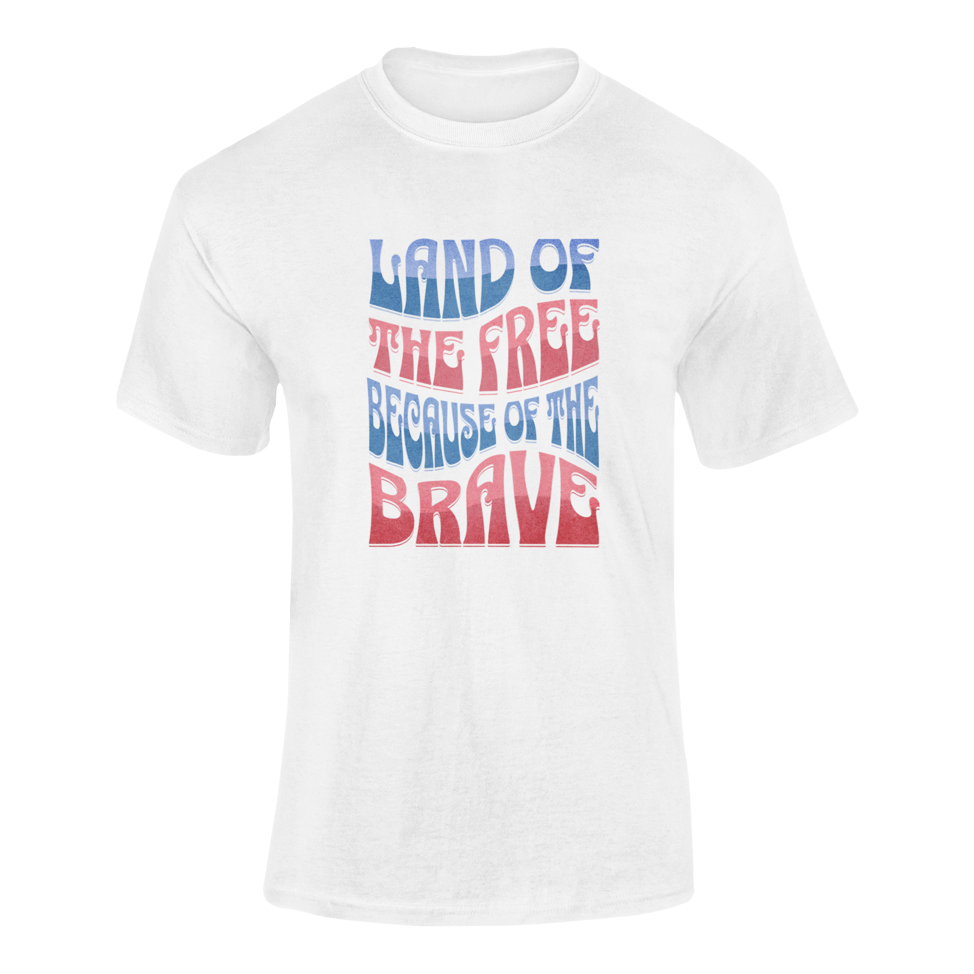 Show your American pride! This Land of the Free Because of the Brave t-shirt is perfect for 4th of July, veterans, and patriots who love the USA!  Ghosted mockup.